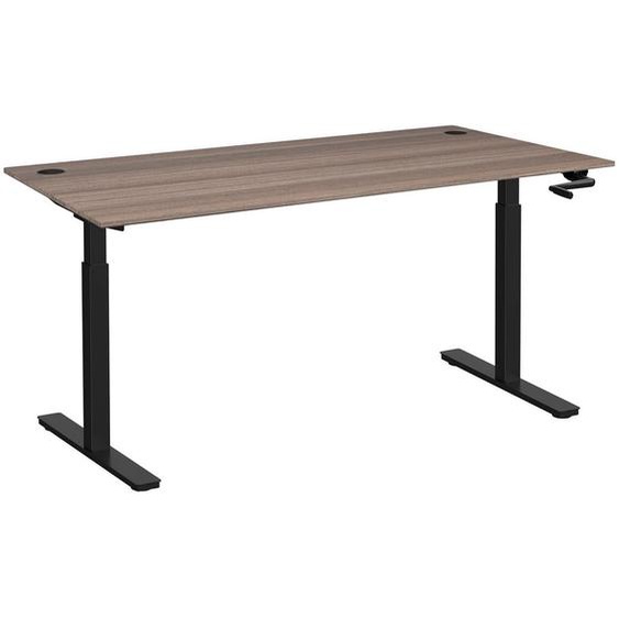 Bureau Assis-Debout Activo à Manivelle L.160 x P.80 cm - Plateau Cèdre avec obturateurs - Pieds métal Noir