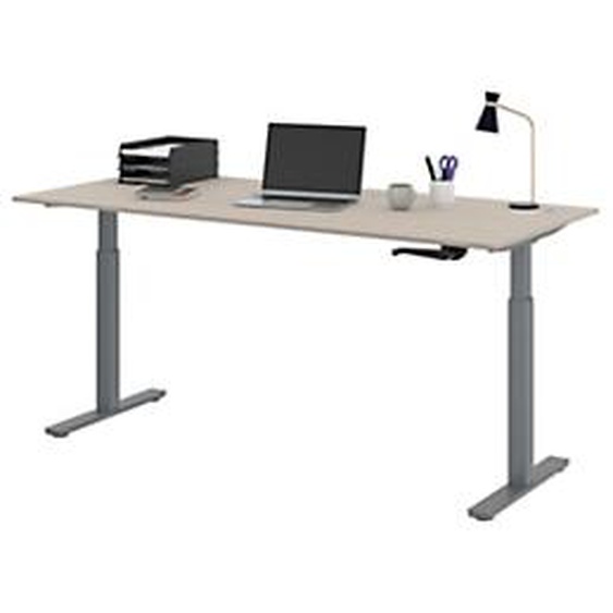 Bureau Assis-Debout Activo à Manivelle L.180 x P.80 cm - Plateau Argile avec obturateurs - Pieds métal Gris
