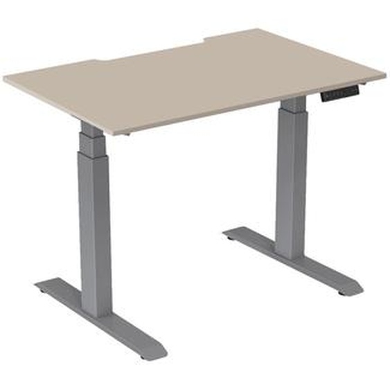 Bureau assis-debout Activo - Réglage électrique en hauteur - L.120 x P.80 cm - Plateau Argile avec échancrure - Pieds métal Gris