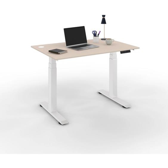 Bureau assis-debout Activo - Réglage électrique en hauteur - L.120 x P.80 cm - Plateau Argile avec obturateurs - Pieds métal Blanc