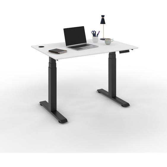 Bureau assis-debout Activo - Réglage électrique en hauteur - L.120 x P.80 cm - Plateau Blanc avec obturateurs - Pieds métal Noir