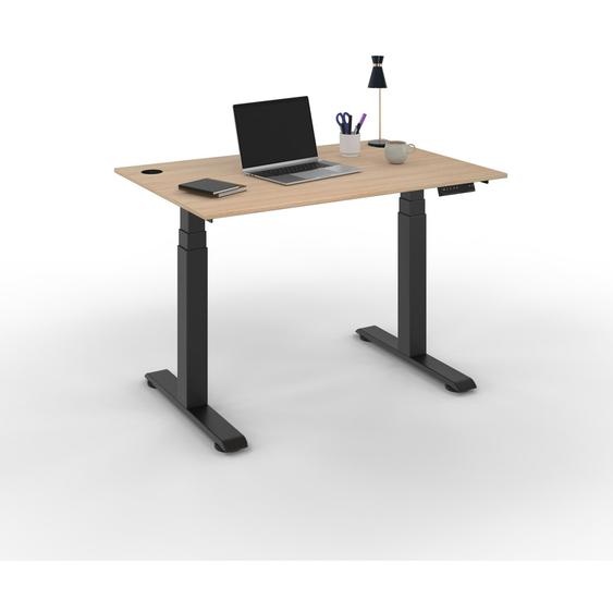 Bureau assis-debout Activo - Réglage électrique en hauteur - L.120 x P.80 cm - Plateau Chêne avec obturateurs - Pieds métal Noir