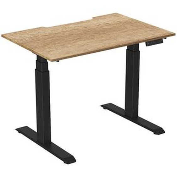 Bureau assis-debout Activo - Réglage électrique en hauteur - L.120 x P.80 cm - Plateau Chêne Nebraska avec échancrure - Pieds métal Noir