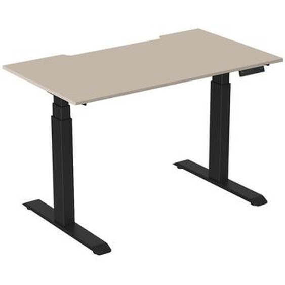 Bureau assis-debout Activo - Réglage électrique en hauteur - L.140 x P.80 cm - Plateau Argile avec échancrure - Pieds métal Noir