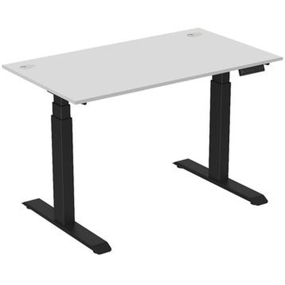 Bureau assis-debout Activo - Réglage électrique en hauteur - L.140 x P.80 cm - Plateau Blanc avec obturateurs - Pieds métal Noir