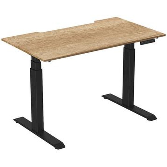 Bureau assis-debout Activo - Réglage électrique en hauteur - L.140 x P.80 cm - Plateau Chêne Nebraska avec échancrure - Pieds métal Noir