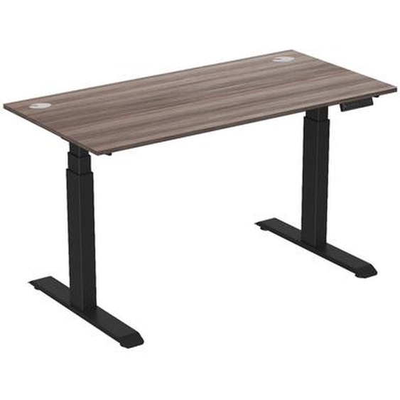 Bureau assis-debout Activo - Réglage électrique en hauteur - L.160 x P.80 cm - Plateau Cèdre avec obturateurs - Pieds métal Noir