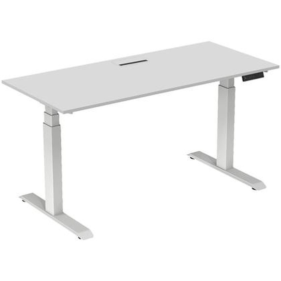 Bureau assis-debout Activo - Réglage électrique en hauteur - L.180 x P.80 cm - Plateau Blanc avec top access - Pieds métal Blanc