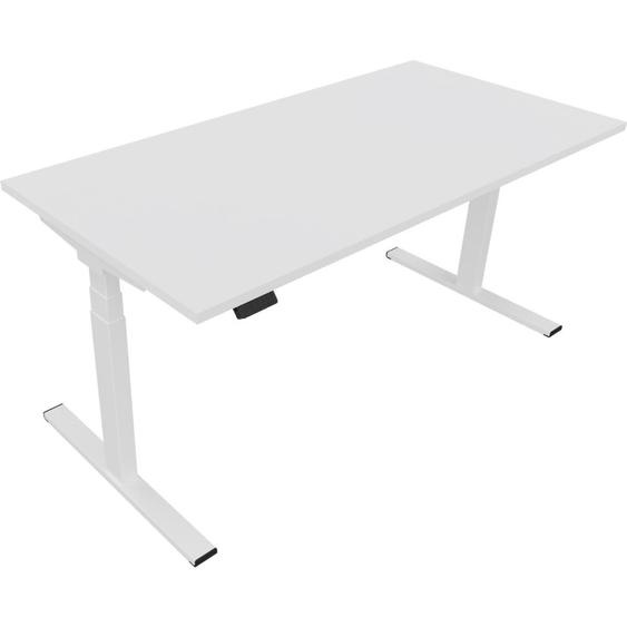 Bureau assis-debout Eminence 2 - Réglage électrique en hauteur - L.120 x P.80 cm - Plateau Blanc - Pieds Blanc