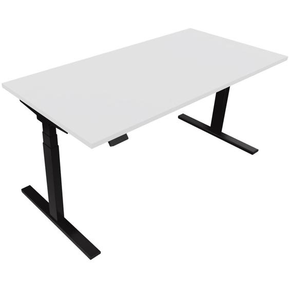Bureau assis-debout Eminence 2 - Réglage électrique en hauteur - L.120 x P.80 cm - Plateau Blanc - Pieds Noir