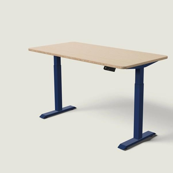 Bureau assis debout HomeOne - Bleu nuit / Bambou / 160x80 cm