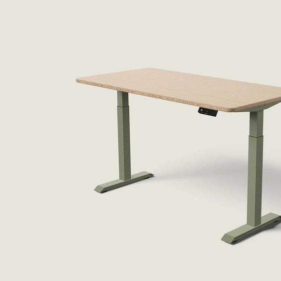 Bureau assis debout HomeOne - Vert olive / Bambou / 160x80 cm