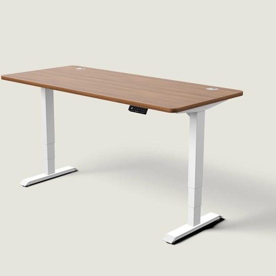 Bureau assis debout HomePro - Blanc / Noyer / 180x80 cm