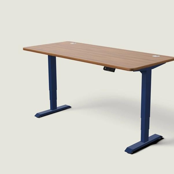 Bureau assis debout HomePro - Bleu nuit / Noyer / 180x80 cm