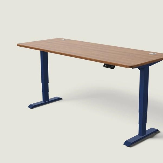 Bureau assis debout HomePro - Bleu nuit / Noyer / 200x80 cm