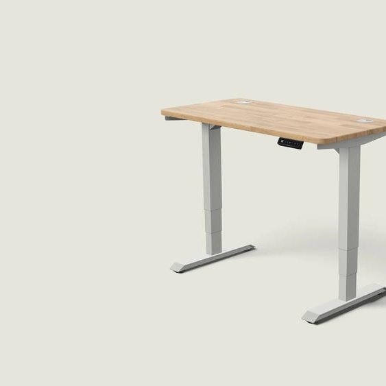 Bureau assis debout HomePro - Gris / Chêne massif / 120x60 cm