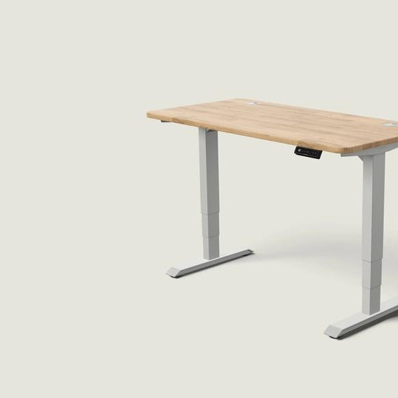 Bureau assis debout HomePro - Gris / Chêne massif / 140x70 cm