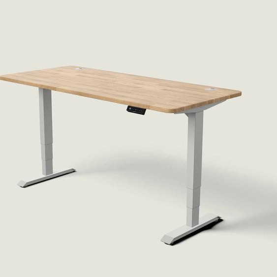 Bureau assis debout HomePro - Gris / Chêne massif / 180x80 cm