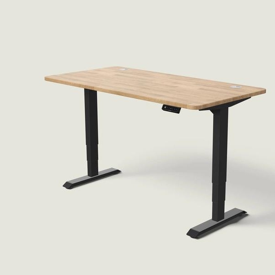 Bureau assis debout HomePro - Noir / Chêne massif / 160x80 cm