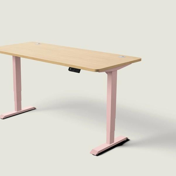 Bureau assis debout HomePro - Rose poudré / Chêne / 180x80 cm