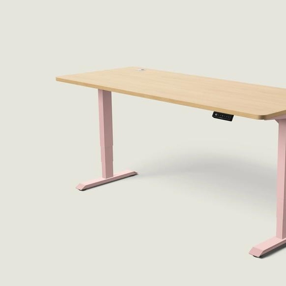 Bureau assis debout HomePro - Rose poudré / Chêne / 200x80 cm