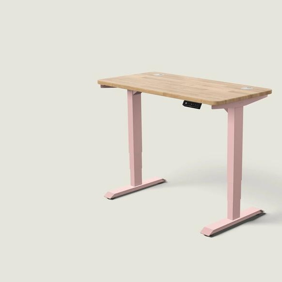 Bureau assis debout HomePro - Rose poudré / Chêne massif / 120x60 cm