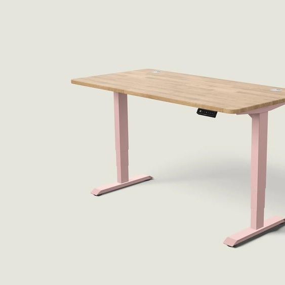 Bureau assis debout HomePro - Rose poudré / Chêne massif / 160x80 cm