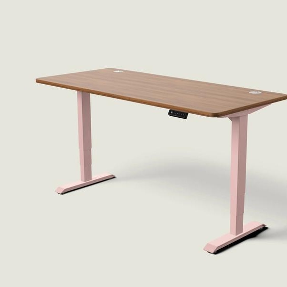 Bureau assis debout HomePro - Rose poudré / Noyer / 180x80 cm