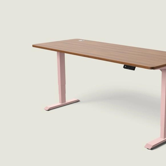 Bureau assis debout HomePro - Rose poudré / Noyer / 200x80 cm