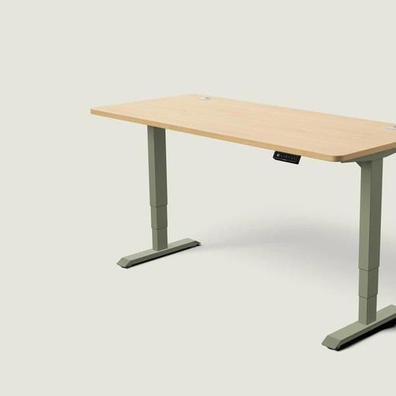 Bureau assis debout HomePro - Vert olive / Chêne / 180x80 cm