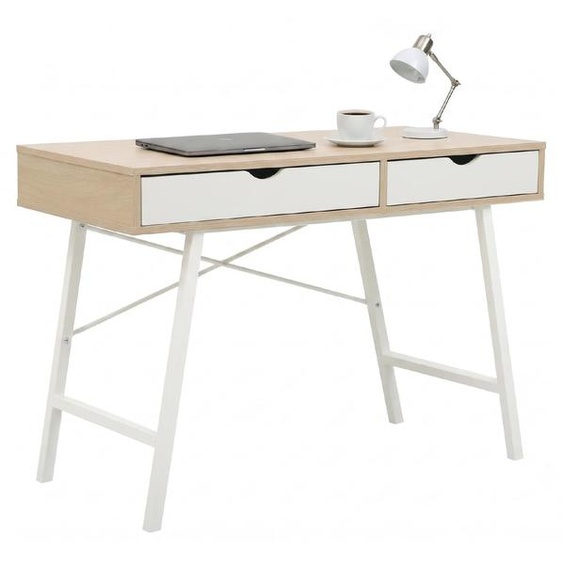 Bureau avec 2 tiroirs, dimensions 100x48x76 cm, finition chêne Sonoma