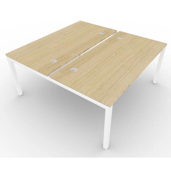 Bureau bench 2 postes ARCHE - élément départ - L.160 x P.165 x H.72 cm - Plateau Chêne - Pieds Blanc