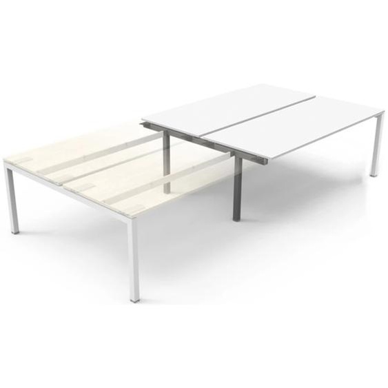 Bureau bench 2 postes Eminence 2 - Elément suivant - L.180 x P.165 cm - Plateau Blanc - Pieds Blanc