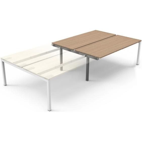 Bureau bench 2 postes Eminence 2 - Elément suivant - L.180 x P.165 cm - Plateau Chêne Canadien - Pieds Blanc