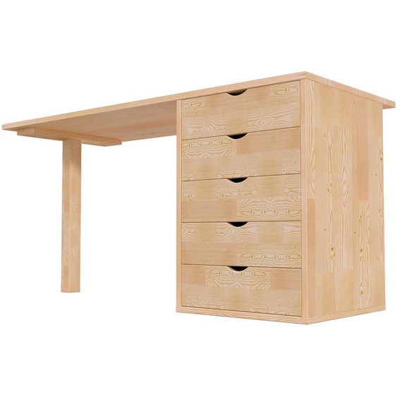 Bureau bois massif 5 tiroirs