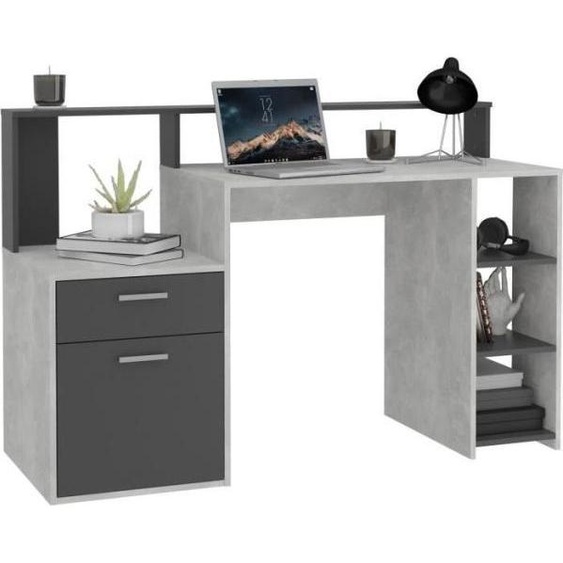 Bureau BOLTON en béton LA - Anthracite - 138,5x91,6x53,5cm (LxHxP)