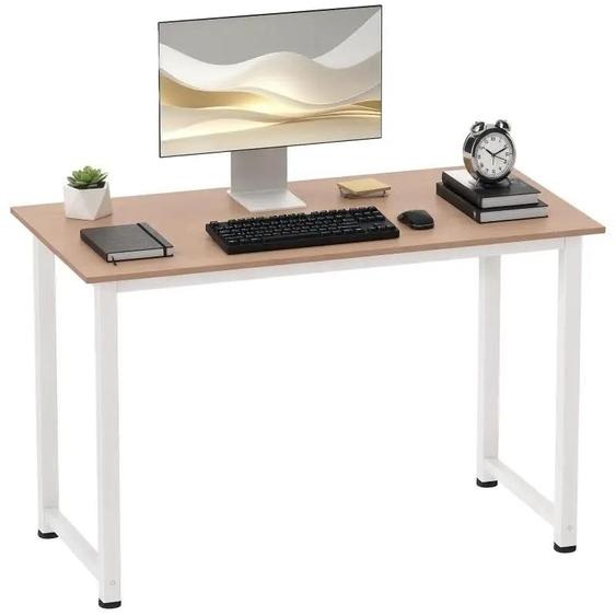Bureau - Bureau informatique sur roulettes - 120 x 60 x 76 cm - Structure métallique supportant jusquà 100 kg - Avec tiroir pour clavier et meuble de rangement - Blanc