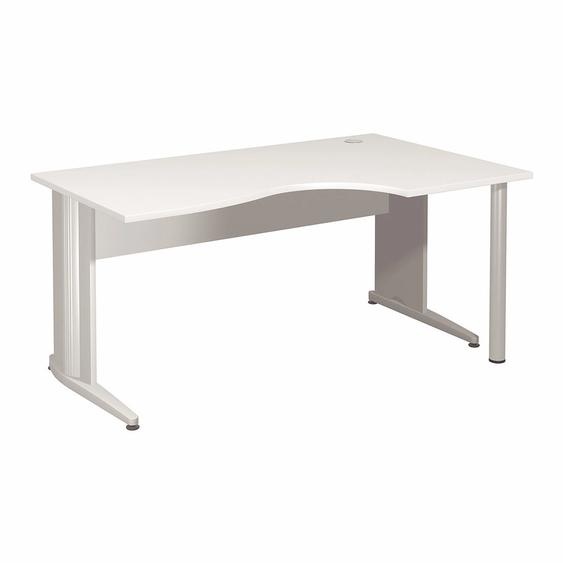 Bureau compact retour à droite Activity - L.160 x P.120 cm - Plateau Blanc - Pieds L Aluminium