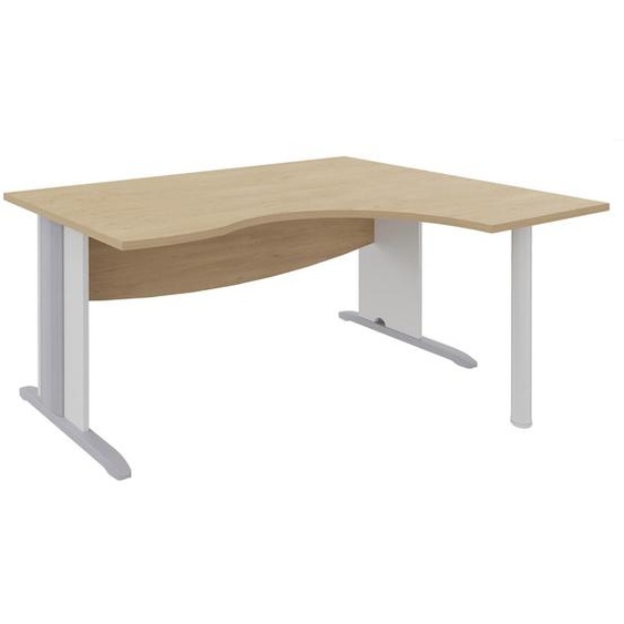 Bureau compact retour à droite Activity - L.160 x P.120 cm - Plateau Chêne clair - Pieds L Blanc