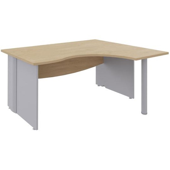 Bureau compact retour à droite Activity - L.160 x P.120 cm - Plateau Chêne clair - Pieds pleins Aluminium