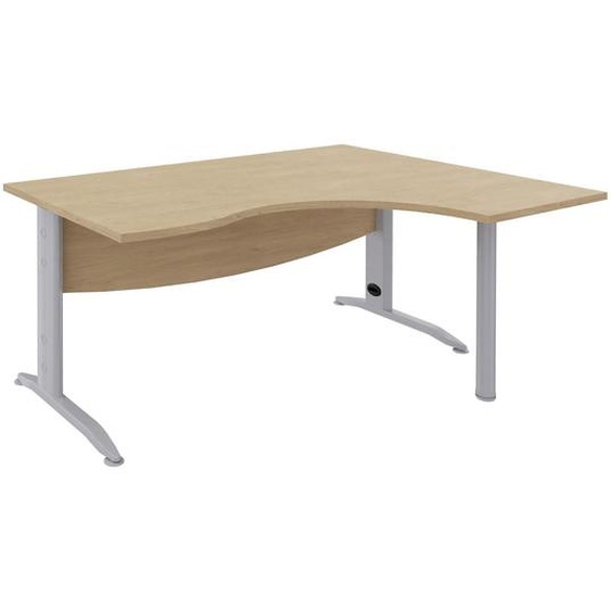 Bureau compact retour à droite Activity Métal 2 - L.160 x P.120 cm - Plateau Chêne clair - Pieds L Aluminium