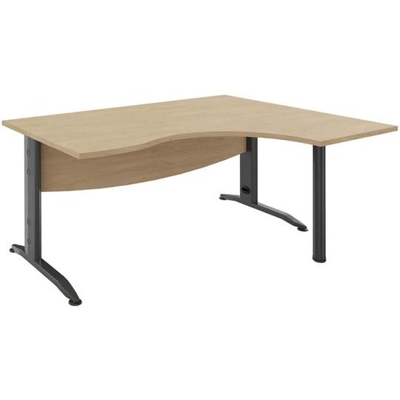 Bureau compact retour à droite Activity Métal 2 - L.160 x P.120 cm - Plateau Chêne clair - Pieds L Anthracite