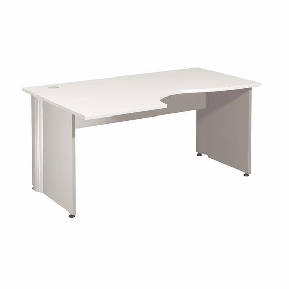 Bureau compact retour à gauche Activity - L.160 x P.120 cm - Plateau Blanc - Pieds pleins Aluminium