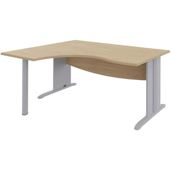 Bureau compact retour à gauche Activity - L.160 x P.120 cm - Plateau Chêne clair - Pieds L Aluminium