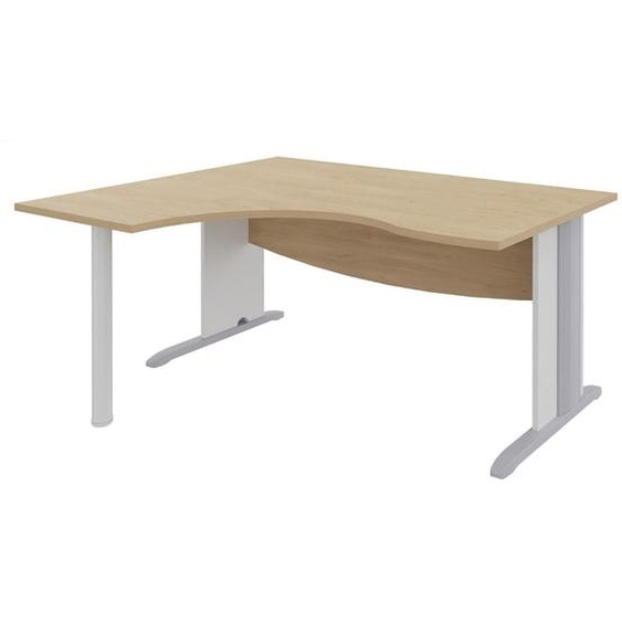 Bureau compact retour à gauche Activity - L.160 x P.120 cm - Plateau Chêne clair - Pieds L Blanc