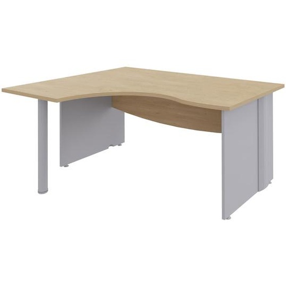 Bureau compact retour à gauche Activity - L.160 x P.120 cm - Plateau Chêne clair - Pieds pleins Aluminium