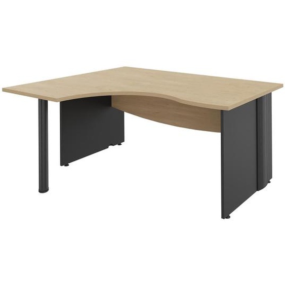 Bureau compact retour à gauche Activity - L.160 x P.120 cm - Plateau Chêne clair - Pieds pleins Anthracite