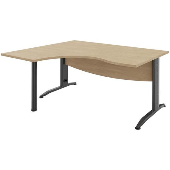 Bureau compact retour à gauche Activity Métal 2 - L.160 x P.120 cm - Plateau Chêne clair - Pieds L Anthracite
