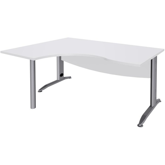 Bureau compact retour à gauche Activity Métal - L.160 x P.120 cm - Plateau Blanc - Pieds L Aluminium