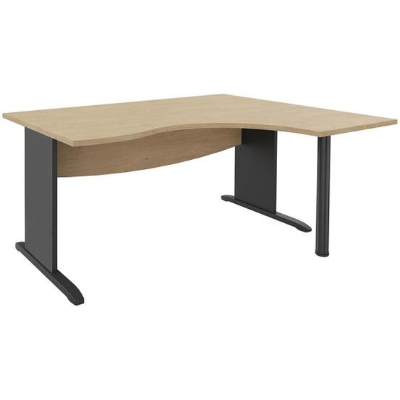 Bureau dangle compact retour à droite Activity métal L.180 x P.120 cm - Plateau Chêne clair - Pieds L Anthracite